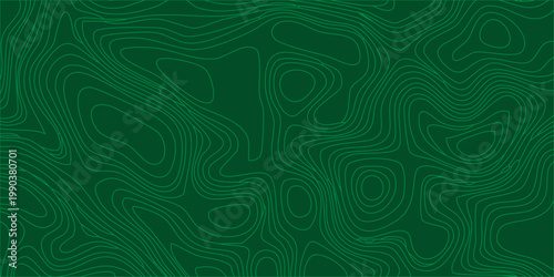 Green abstract topographic vector background with wavy contour lines for design and texture
