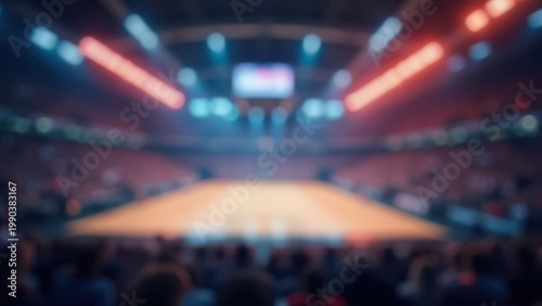 blurred indoor sports venue with bright lights vibrant arena background
