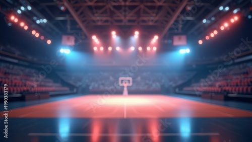 blurred indoor sports venue with bright lights vibrant arena background