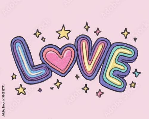 Cosmic Heart Landscape Illustration Sun Moon Love Unity Symbol Mystical Nature Dreamy Scene