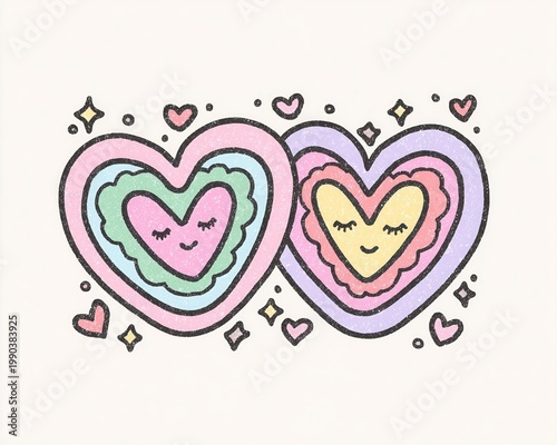 Cosmic Heart Landscape Illustration Sun Moon Love Unity Symbol Mystical Nature Dreamy Scene