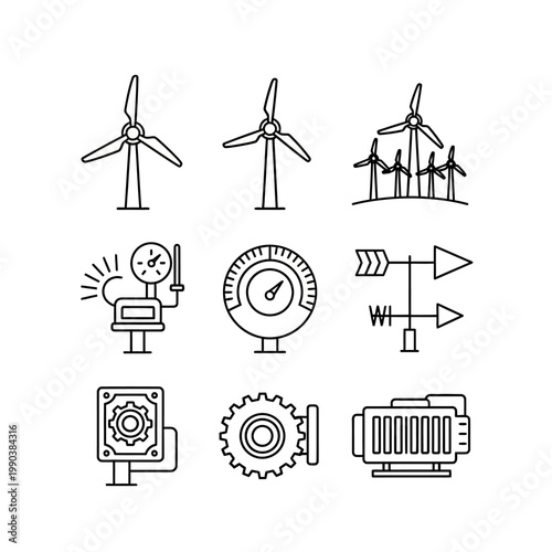 Clean energy sources wind turbine solar panel hydroelectric and factories