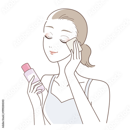 クレンジングでメイク落としをする女性のスキンケアイメージ（化粧落とし・フェイスケア）