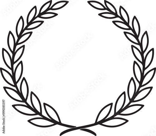 Classic black silhouette of a laurel wreath, symbolizing victory, achievement, and honor