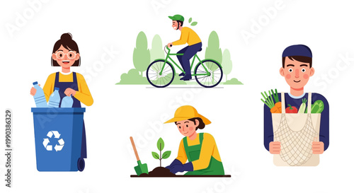 People engaged in eco friendly sustainable living activities.