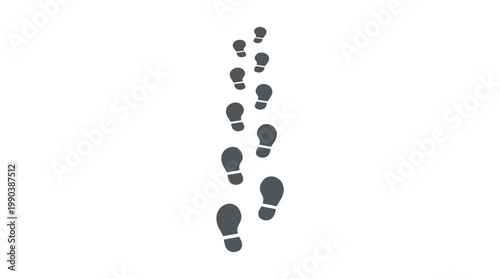Footprints path illustrating continuous vertical movement on an isolated white background
