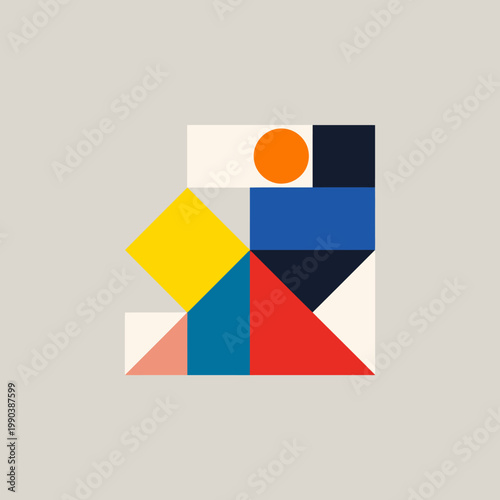 A 2D graphic of a fragmented geometric shape