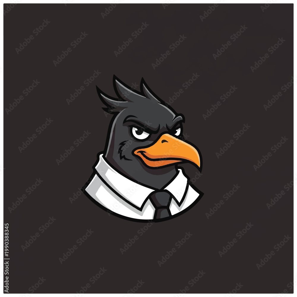 Fototapeta premium Angry Bird Wearing Business Attire Cartoon.