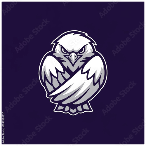 Angry white owl with sharp eyes.