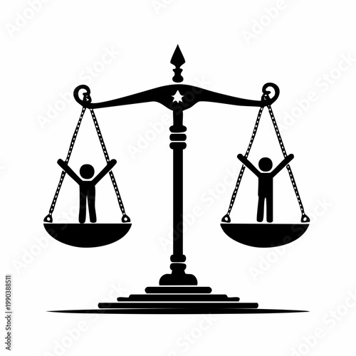 Equity and Justice Icon: The scales of justice, elegantly depicted, symbolize the essence of balance and fairness, representing the core principles of equality and equitable treatment. 