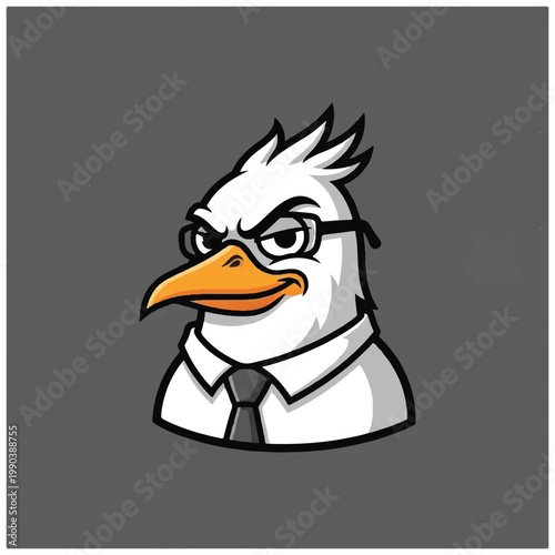 Cartoon angry eagle wearing glasses.
