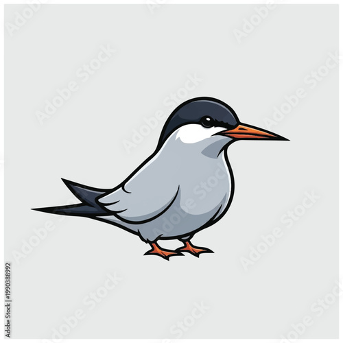 Cartoon bird with black head.