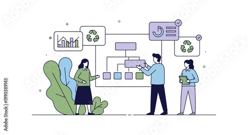 Принти на полотні Business team updating organizational structure for sustainability