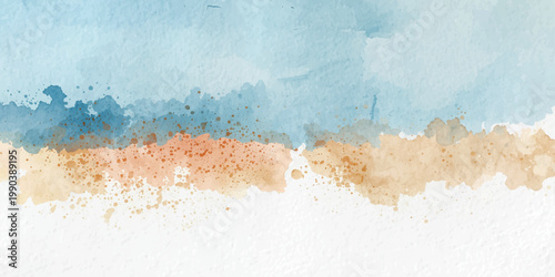 An abstract blue grunge watercolor background featuring artistic paint splashes on a vintage textured paper surface with an aged rough pattern for a dirty antique wall design