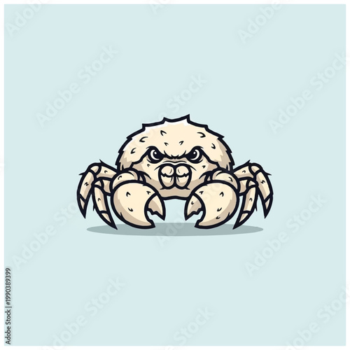 Cartoon crab with angry expression.