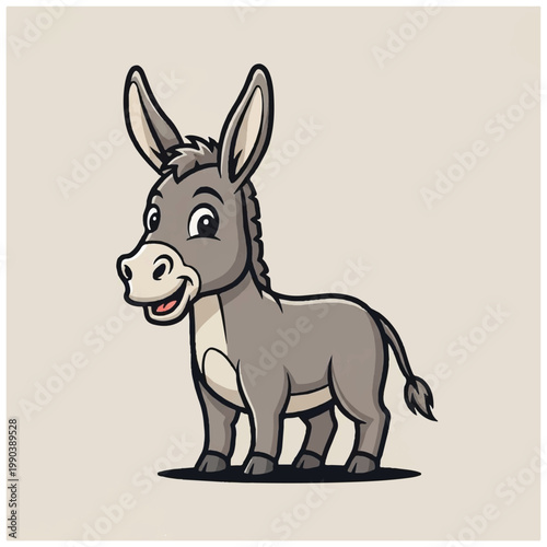 Cartoon Donkey Standing Alone Smiling.