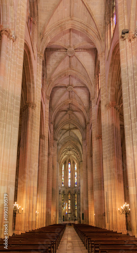 Photography interior of batalha monastery church in portugal, manueline and gothic architect
