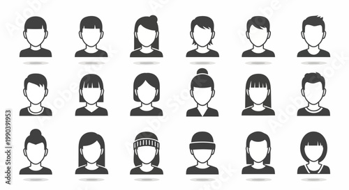 Black and white people head icons.