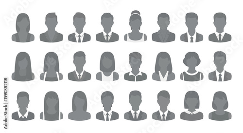 Diverse group of business people icons.