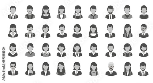 Diverse group of business professionals faces.