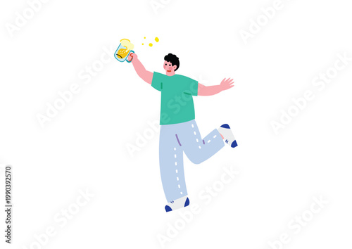 ビールジョッキを持つ男性のイラスト