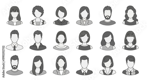 Diverse group of people icons.