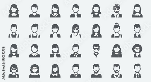 Diverse group of people icons.