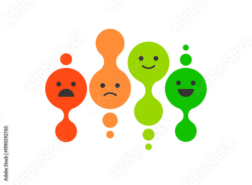 Rating and feedback blob shape emoticons for customer satisfaction survey and performance evaluation. Colorful vector illustration.