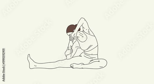 Woman in yoga pose graphic illustration on light background