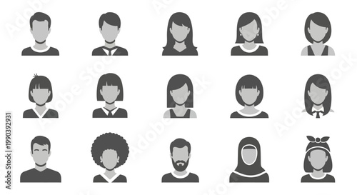 Diverse group of people icons.