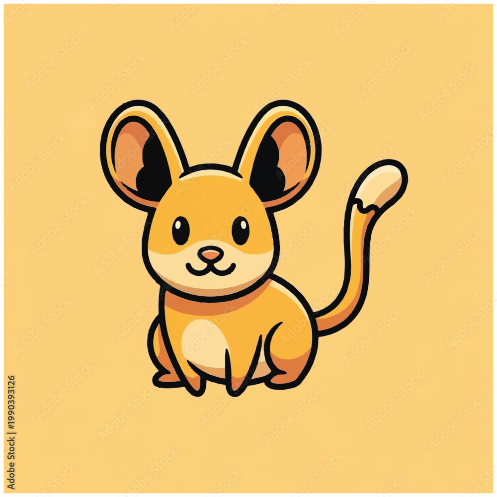Fototapeta premium Cute Cartoon Mouse Character Sitting.