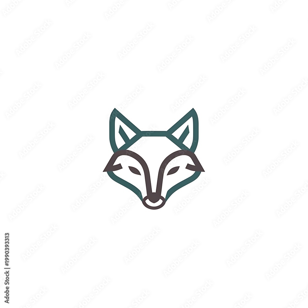 Fototapeta premium Minimalist line art illustration of a fox head logo on a white background