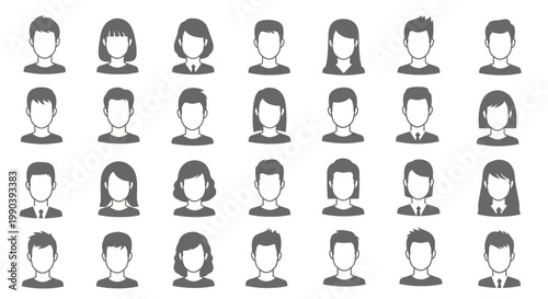 Diverse group of people icons faces.