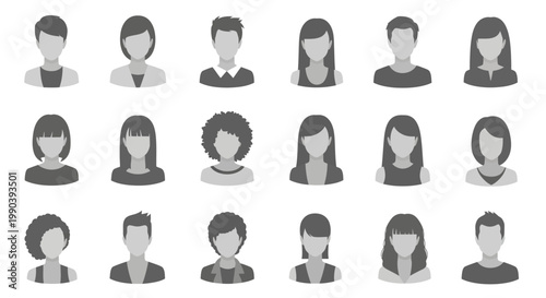 Diverse group of people icons faces.