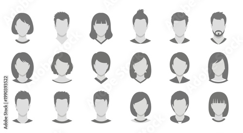 Diverse group of people icons faces.