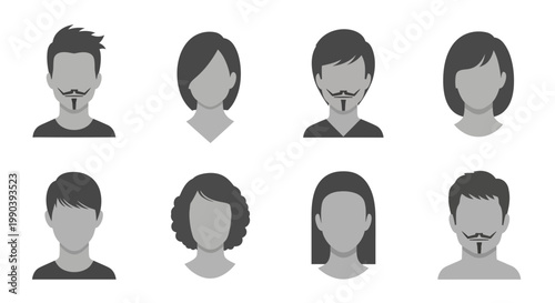 Diverse group of people icons faces.