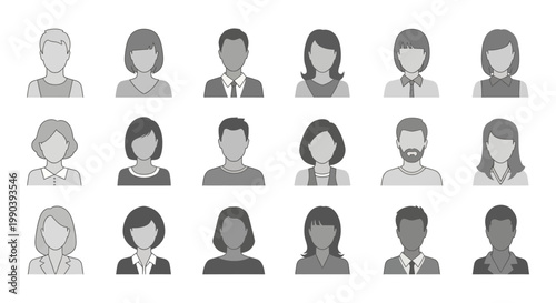 Diverse group of people icons faces.