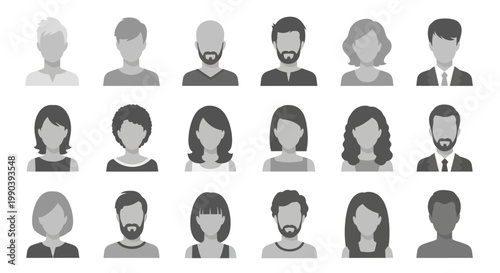 Diverse group of people icons faces.
