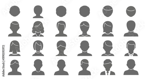 Gray silhouette human head icons.