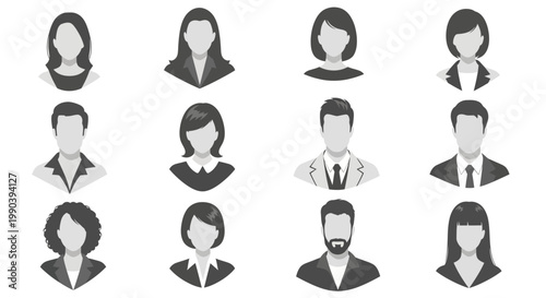 Group of business people icons faces.