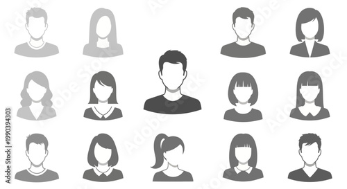 Group of diverse people icons.