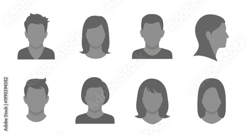 Group of people faces silhouettes.