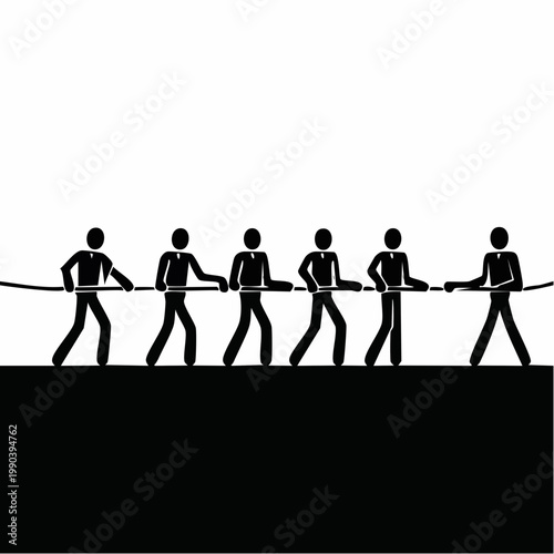 Tug-of-War: A conceptual illustration, portraying a dynamic struggle of teamwork. A graphic captures the essence of cooperation and competition.