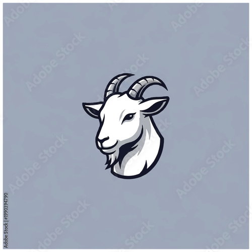 Goat head with curved horns profile 1.