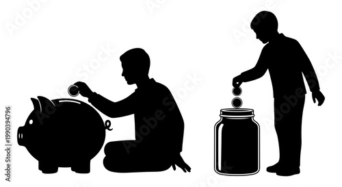 Two individuals managing their savings and investments in different ways Vector, illustration