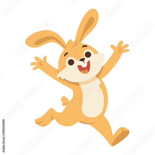 cartoon cute funny bunny rabbit pet animal flat color vector illustration template design