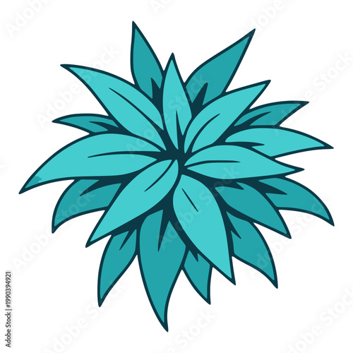 blue color succulent nature plant decoration flat color vector illustration template design