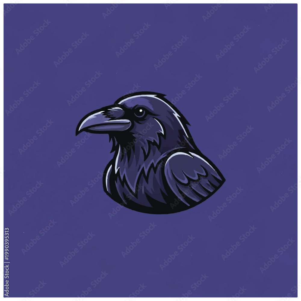 Obraz premium Illustration of a black raven bird.