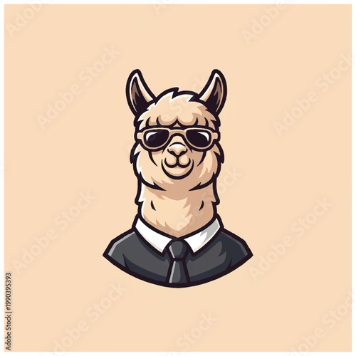 Llama wearing sunglasses and suit.