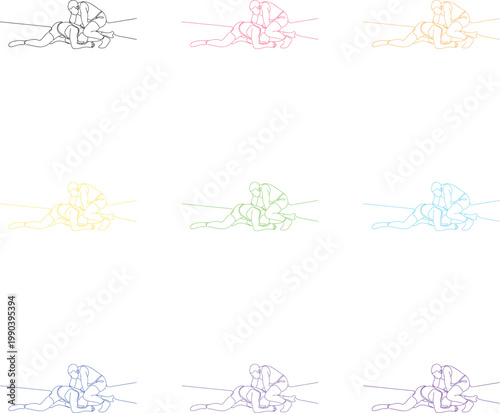 Couple hugging on checkered background sports recreation people.